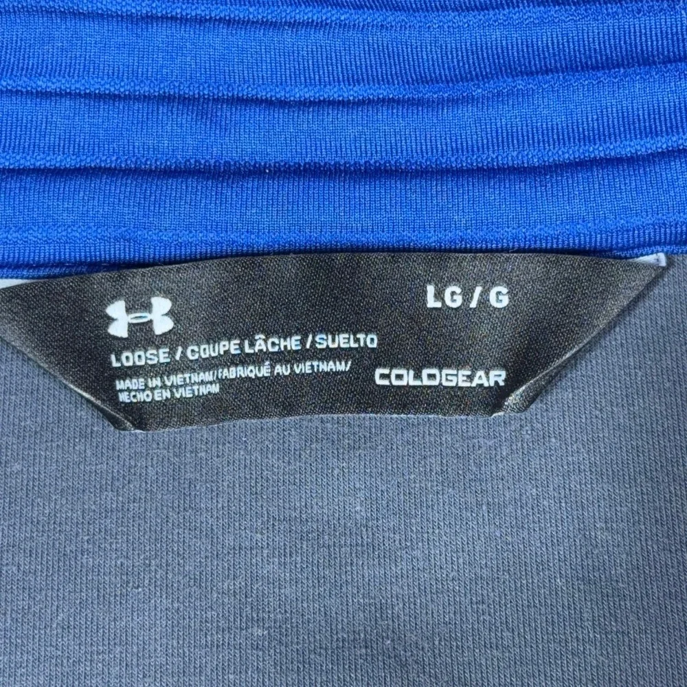 Under Armour ColdGear Mens Large Blue Ribbed Quarter Zip Pullover Jacket Loose